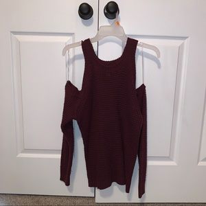 Burgundy off the shoulder sweater